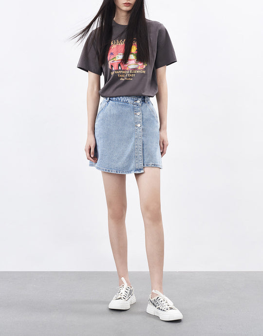 Denim Wrap Skirt