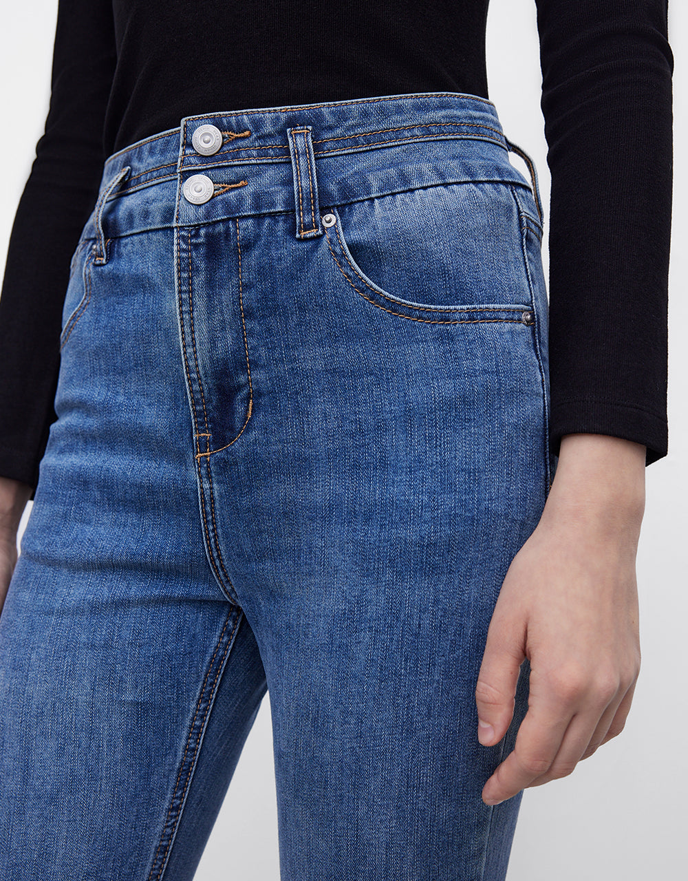 Slit Hem Flare Jeans