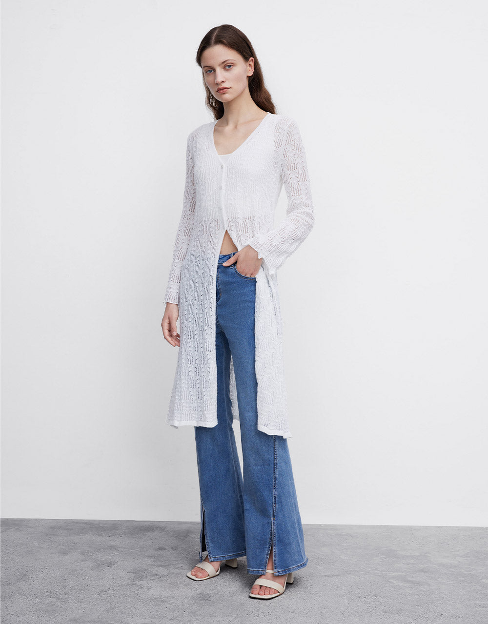 Textured Long Cardigan
