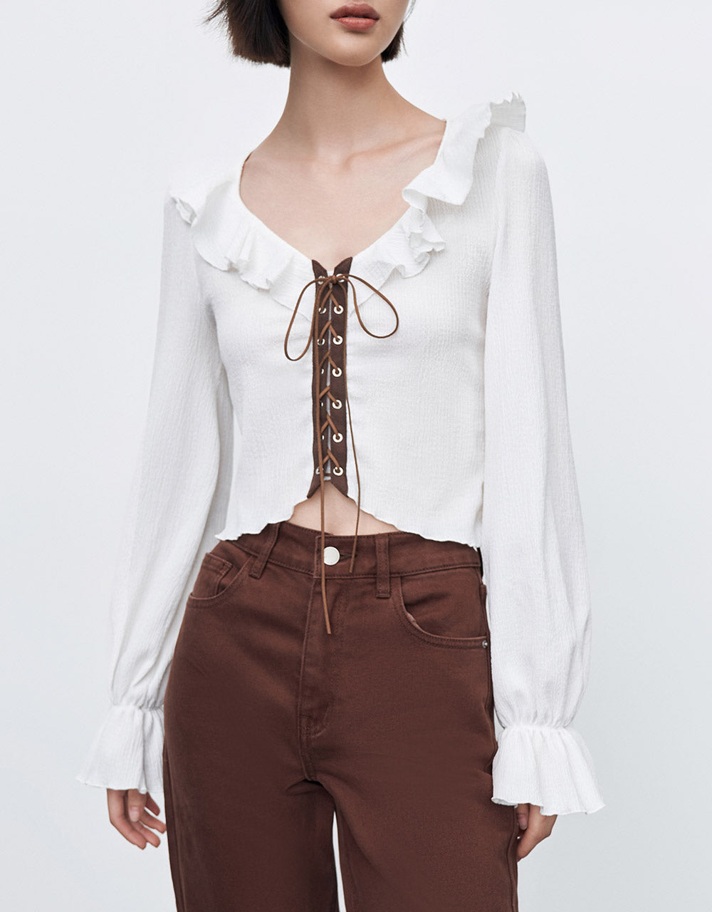 Ruffled Cropped Blouse