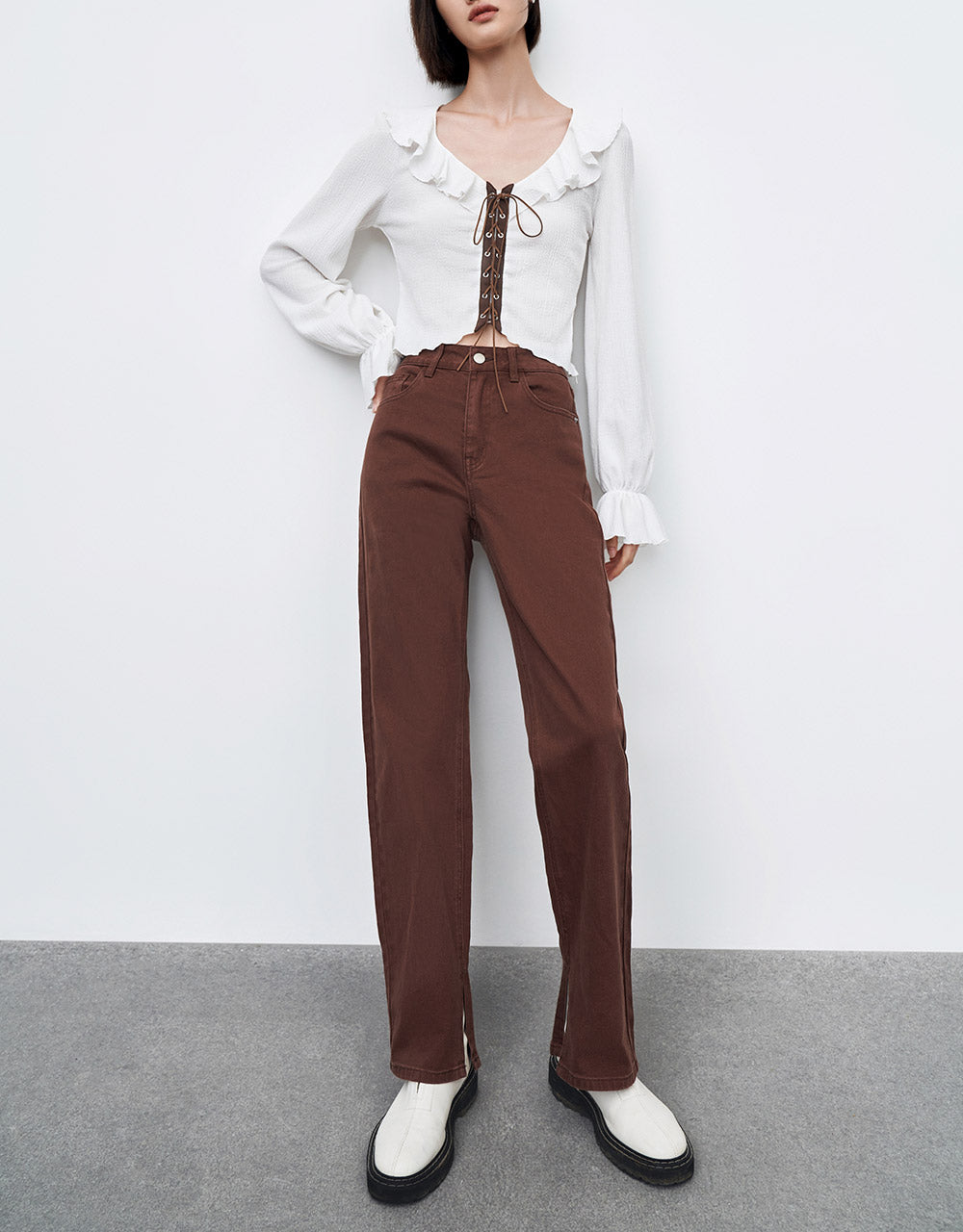 Ruffled Cropped Blouse