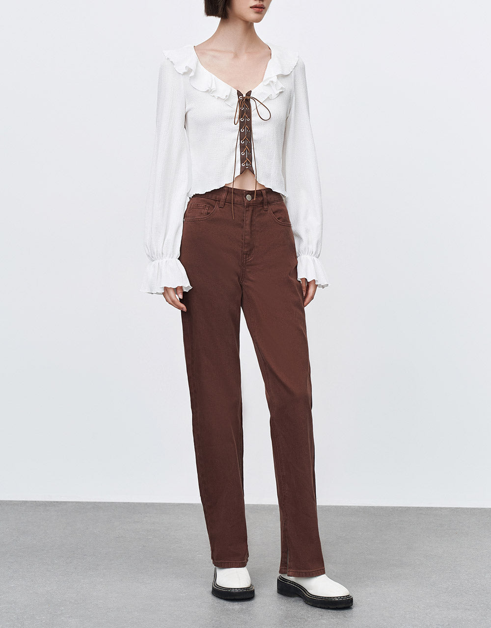 Ruffled Cropped Blouse