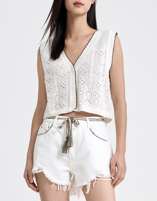 Contrast Trim Knitted Vest