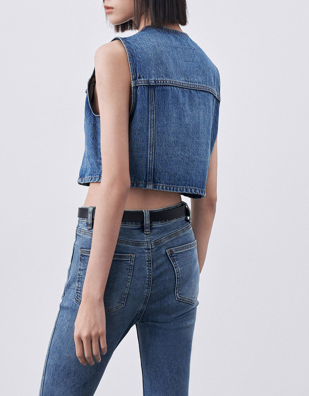 Cropped Denim Vest