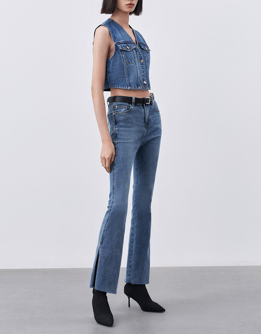 Cropped Denim Vest