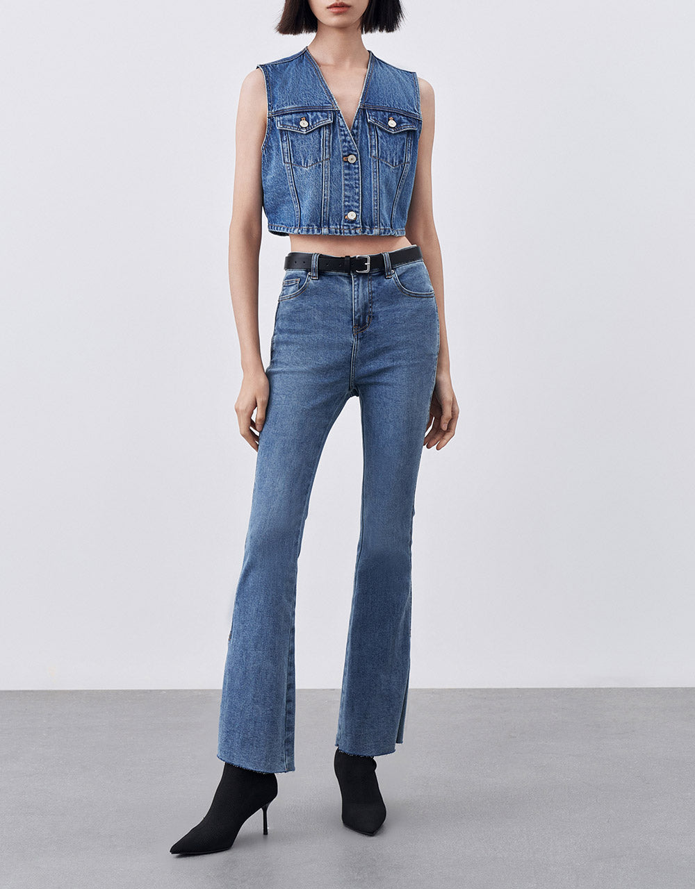 Cropped Denim Vest