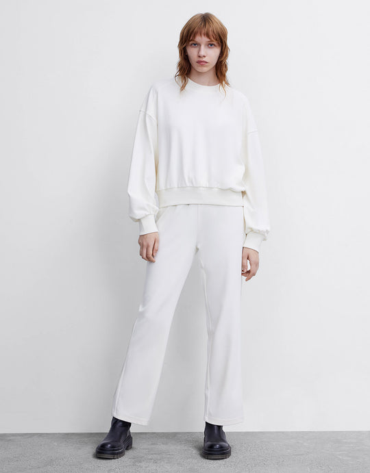 Elastic Waist Straight Pants