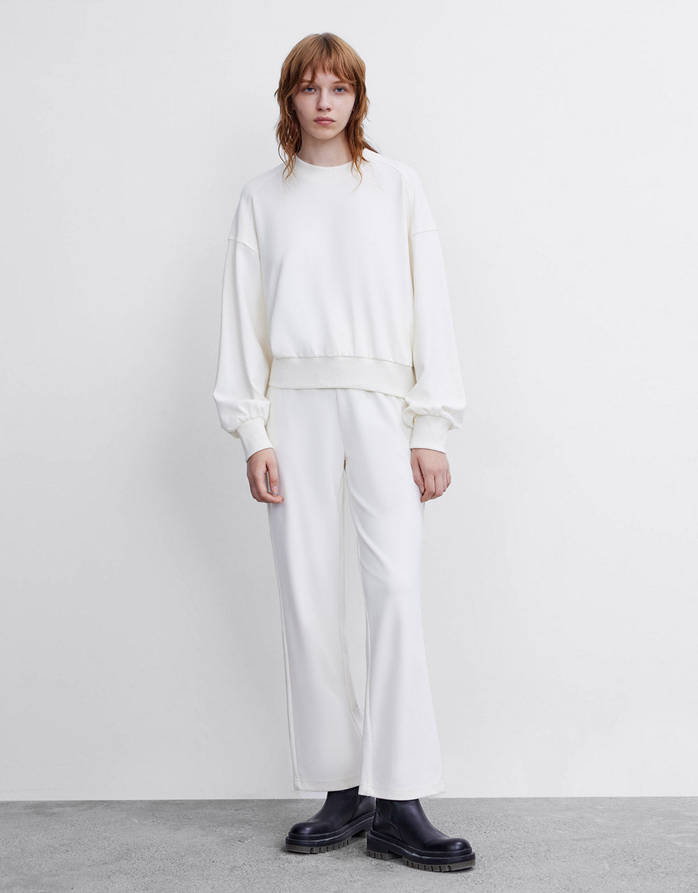 Elastic Waist Straight Pants
