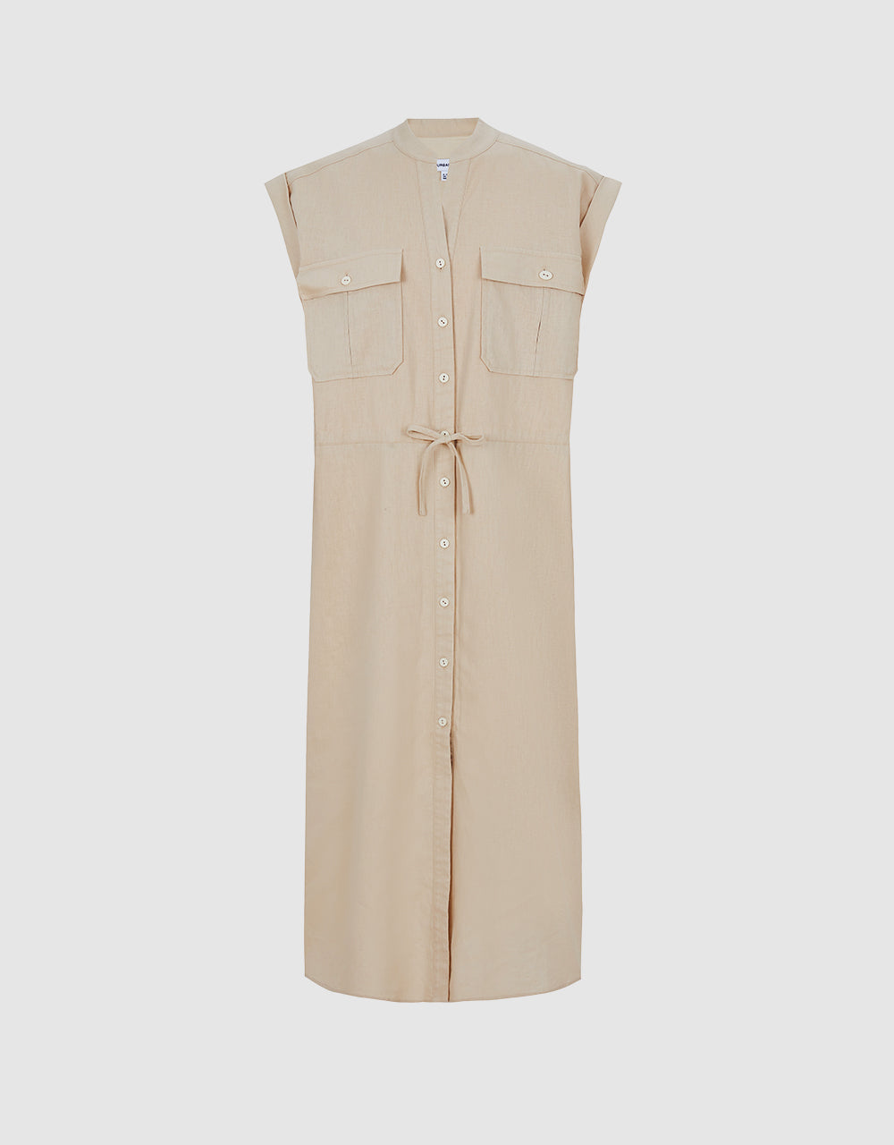 Buttoned Gathered Waist Dress