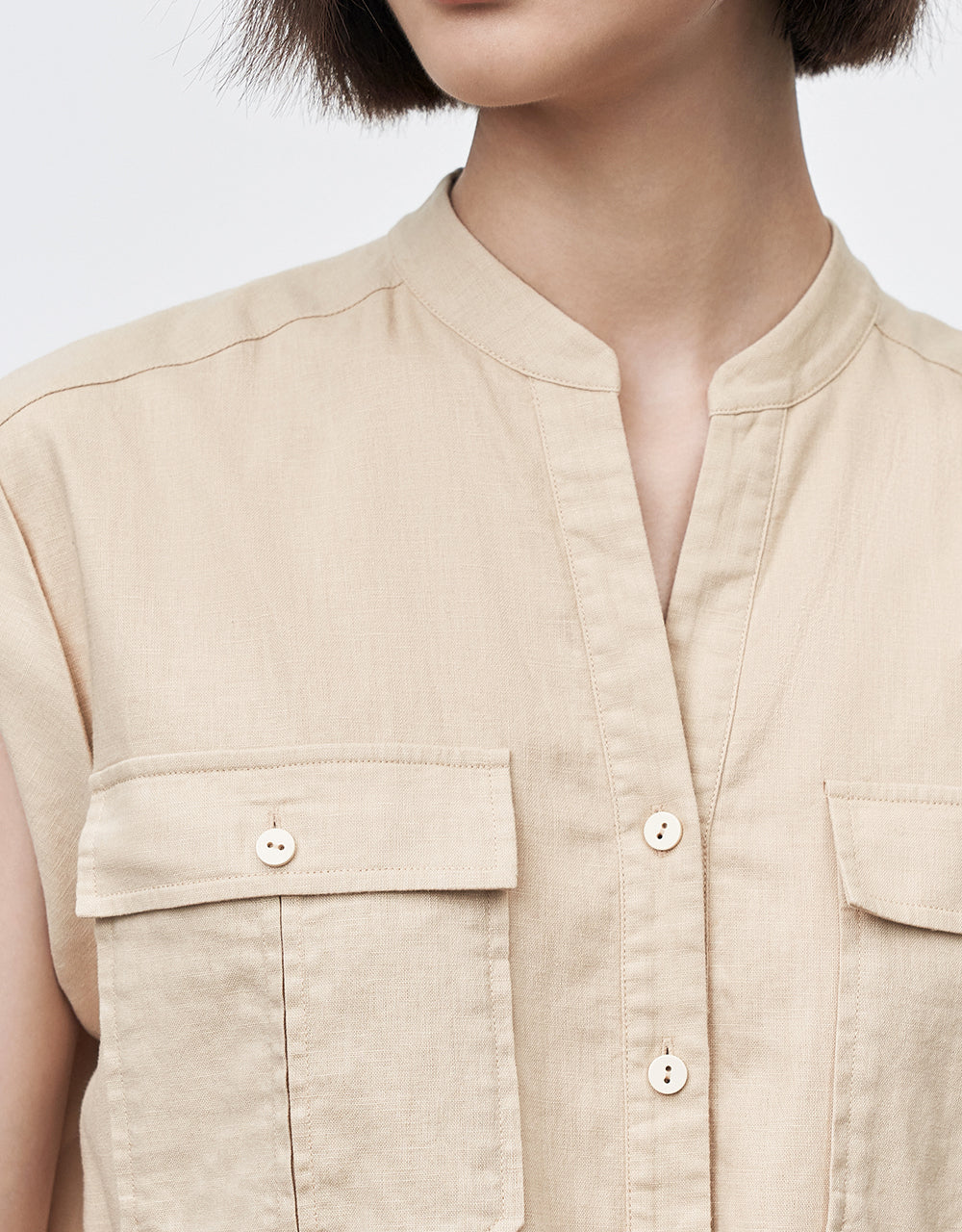 Buttoned Gathered Waist Dress