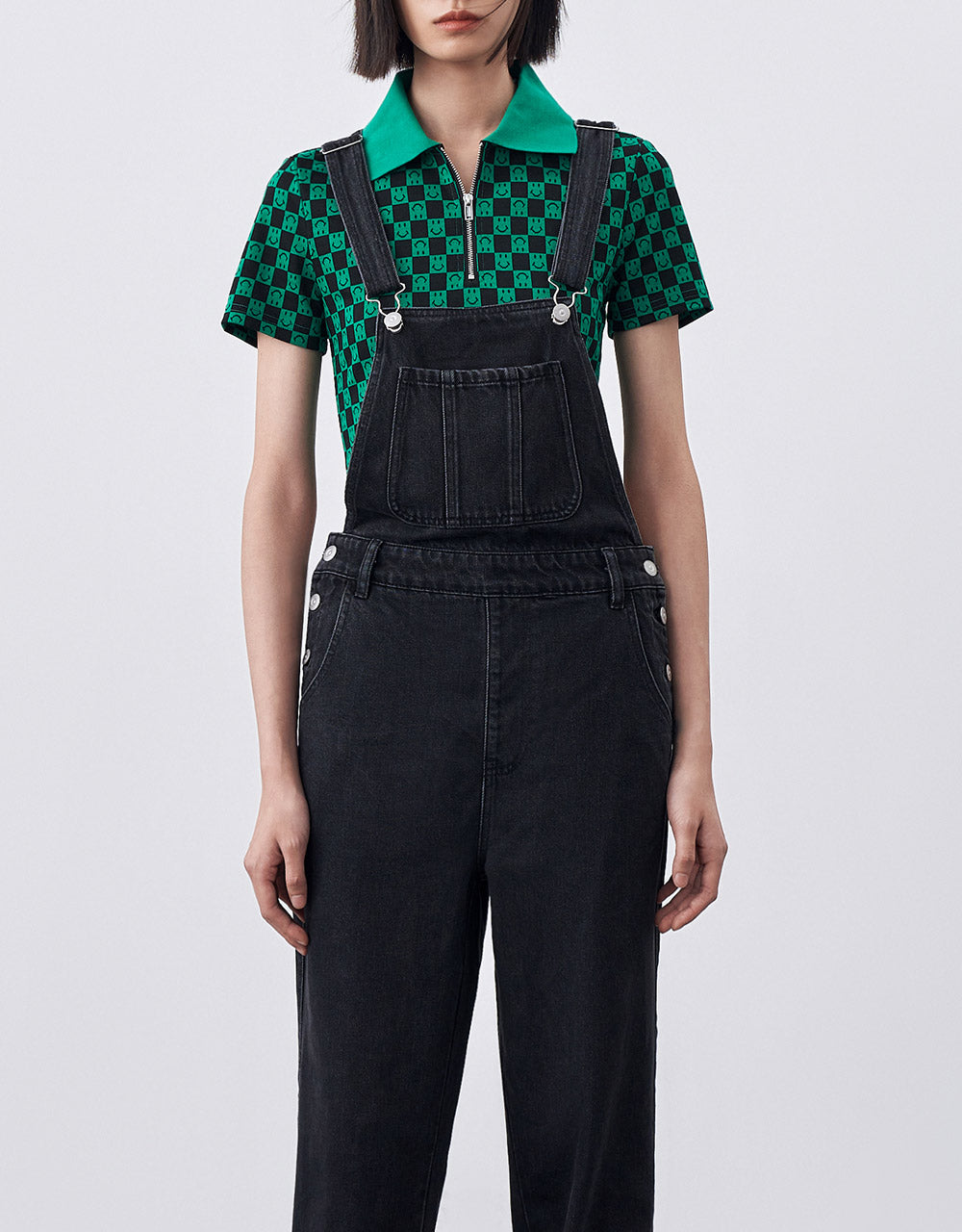 Denim Wide Leg Dungarees