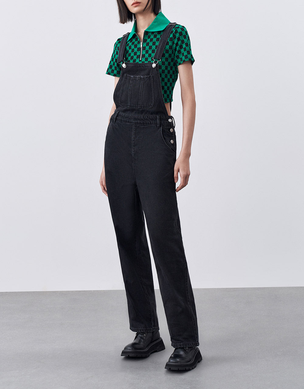 Denim Wide Leg Dungarees