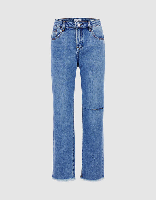 Ripped Straight Jeans
