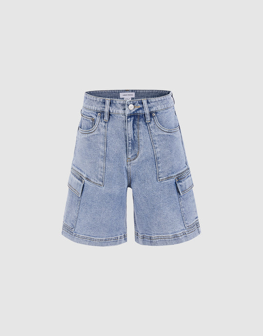 Utility Denim Shorts