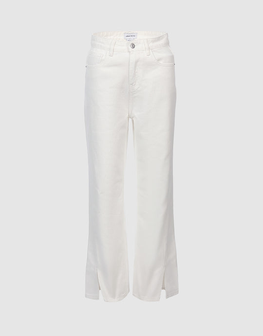 Slit Hem Wide Leg Jeans