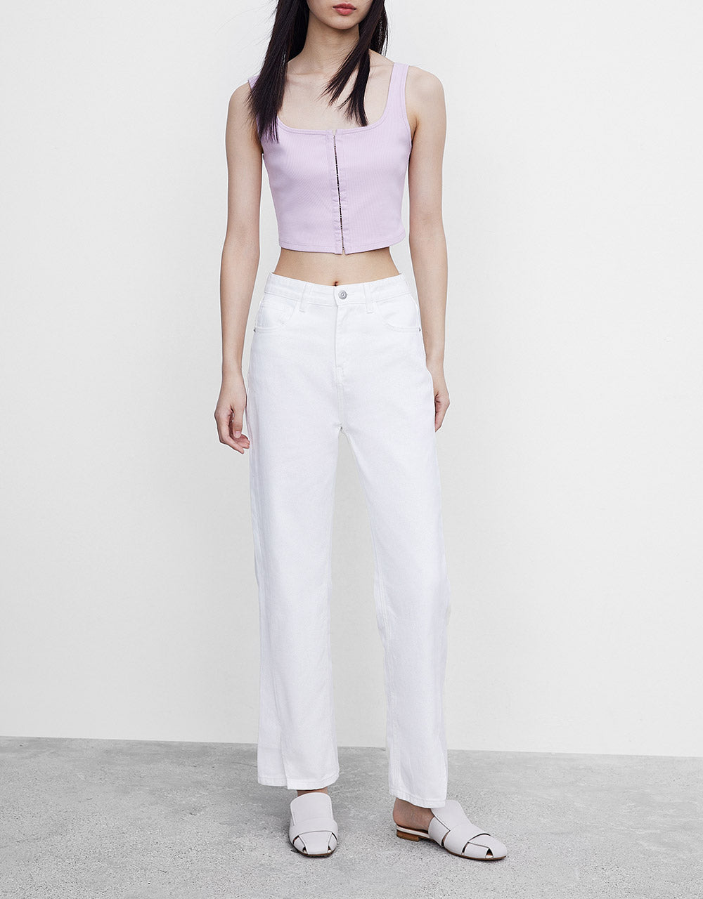 Slit Hem Wide Leg Jeans