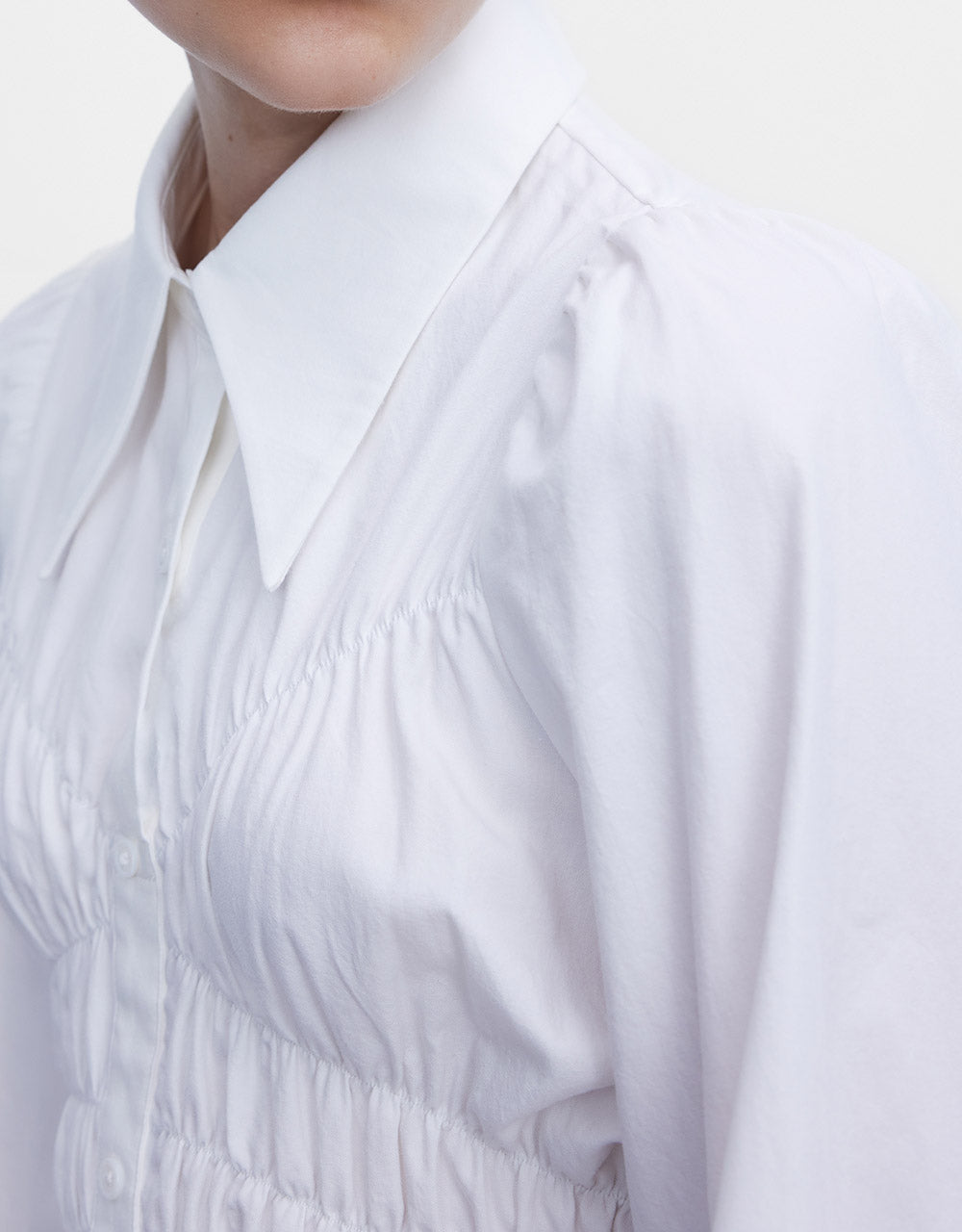 Shirred Ruffled Shirt