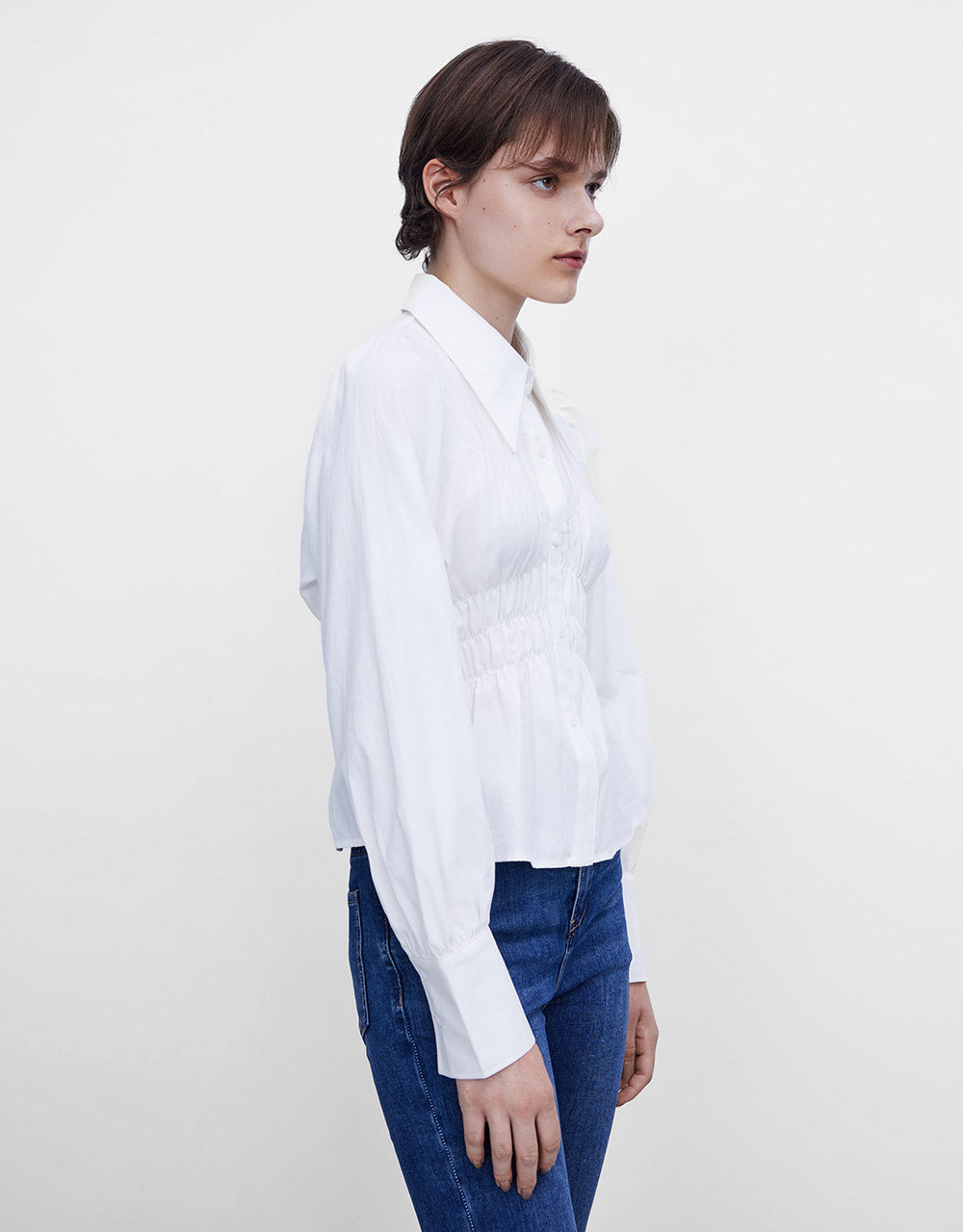 Shirred Ruffled Shirt