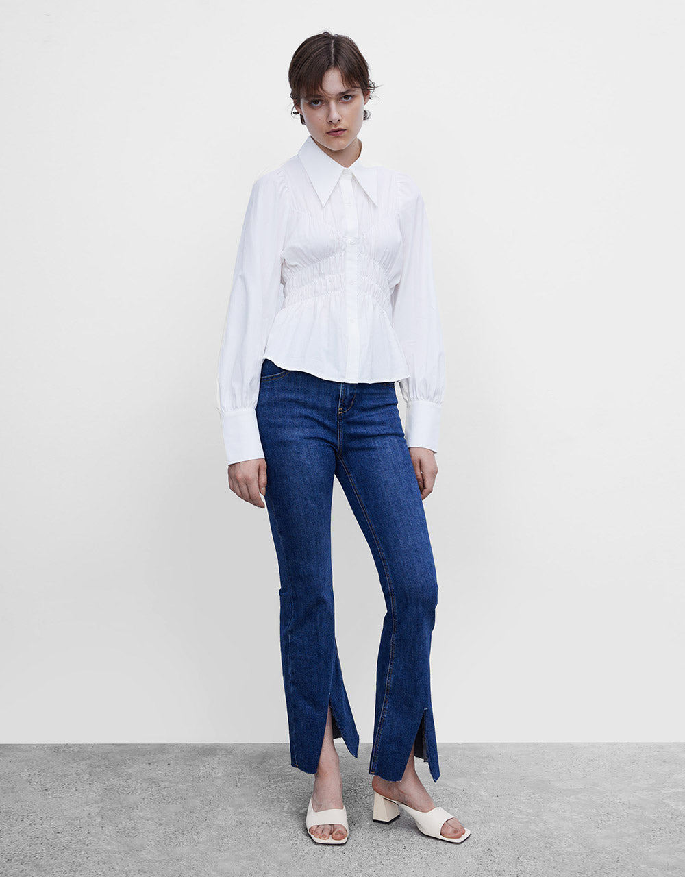 Shirred Ruffled Shirt