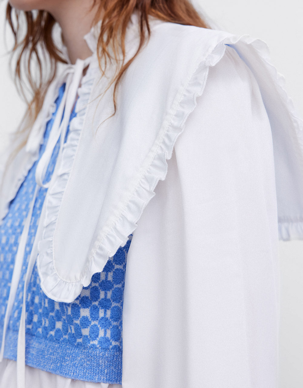 Combination Ruffled Knit Top