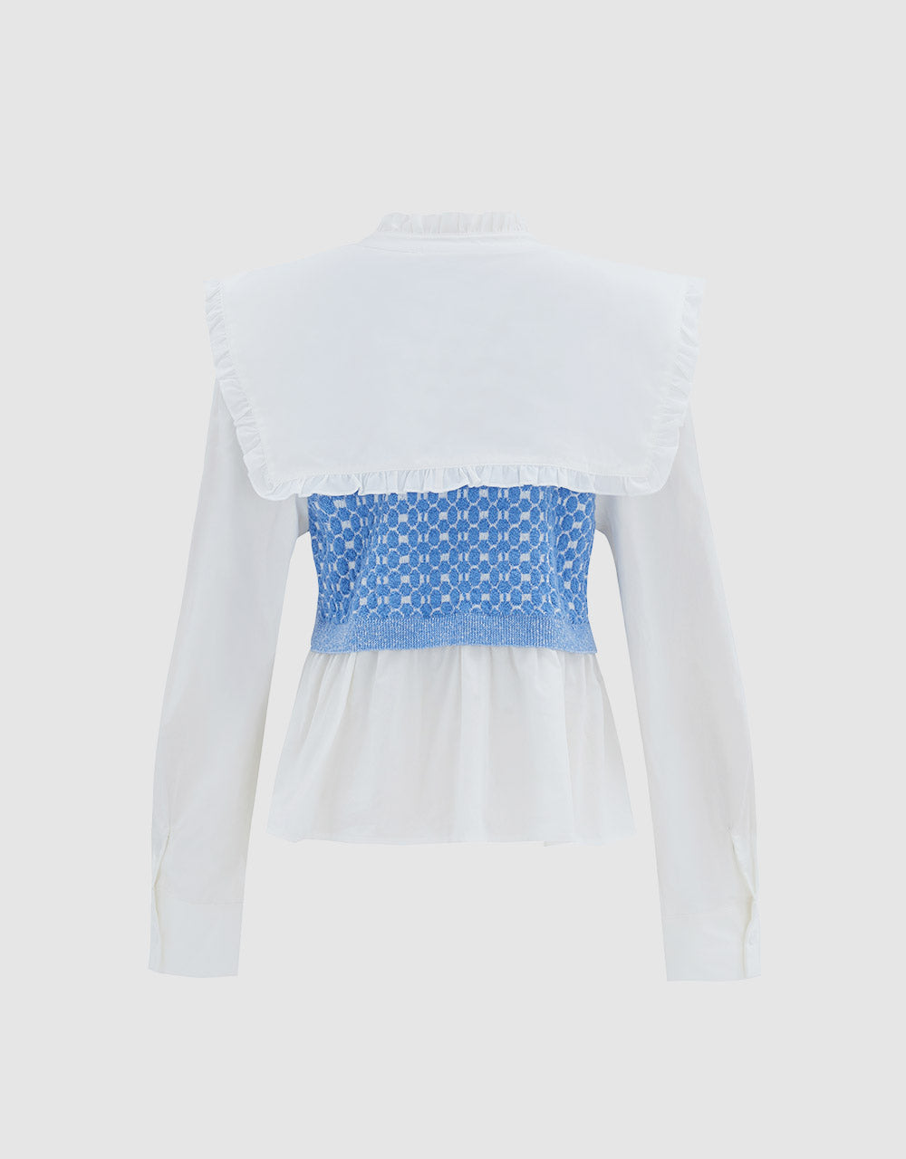 Combination Ruffled Knit Top