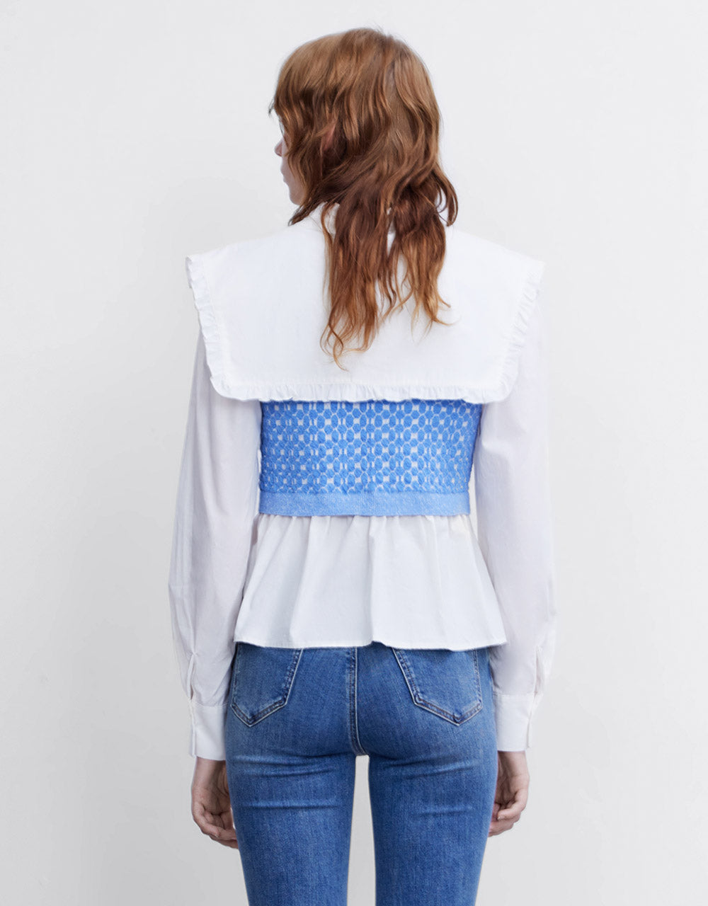 Combination Ruffled Knit Top