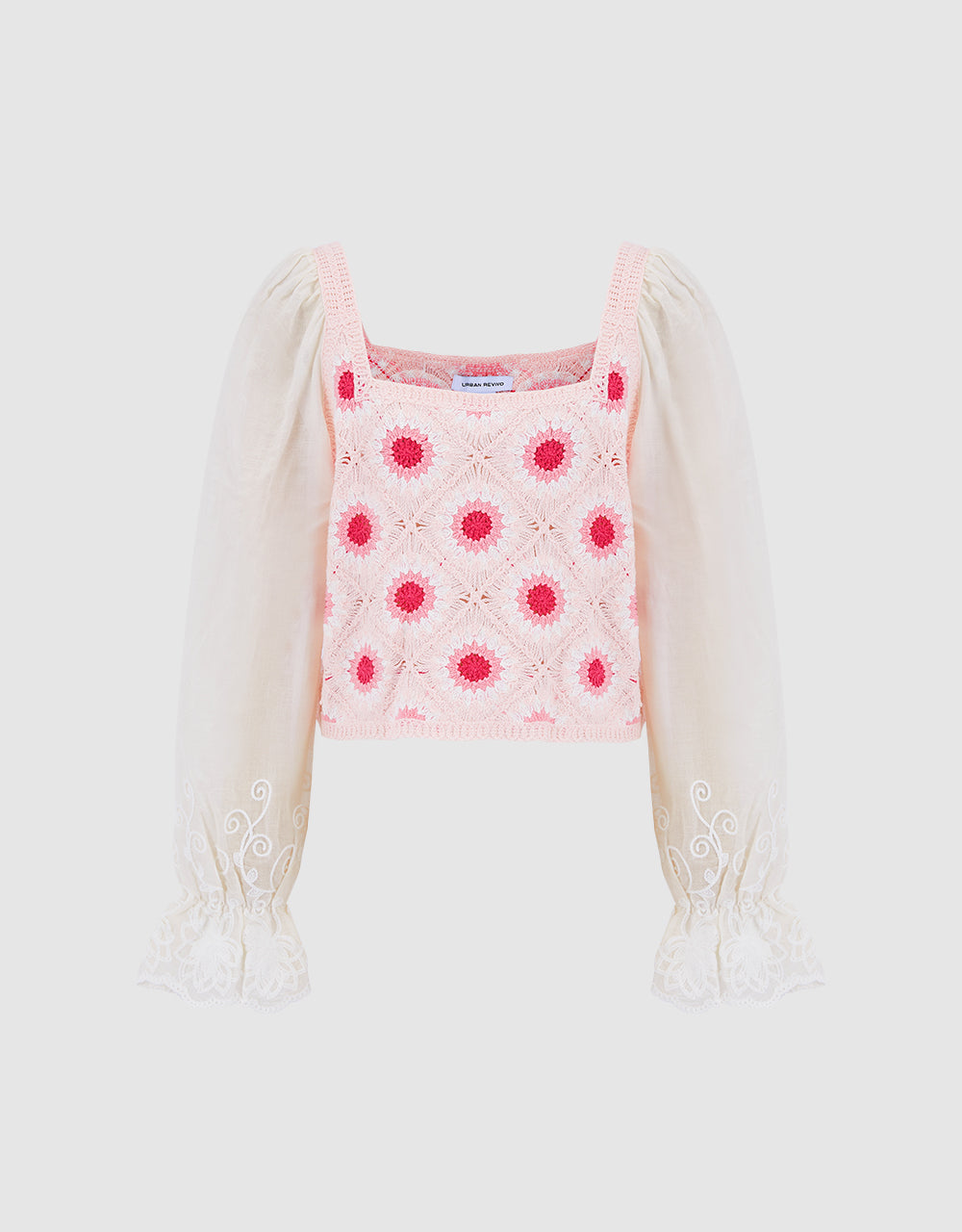 Combination Floral Knit Blouse