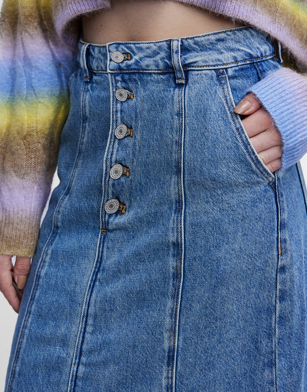 Slit Hem Denim Skirt