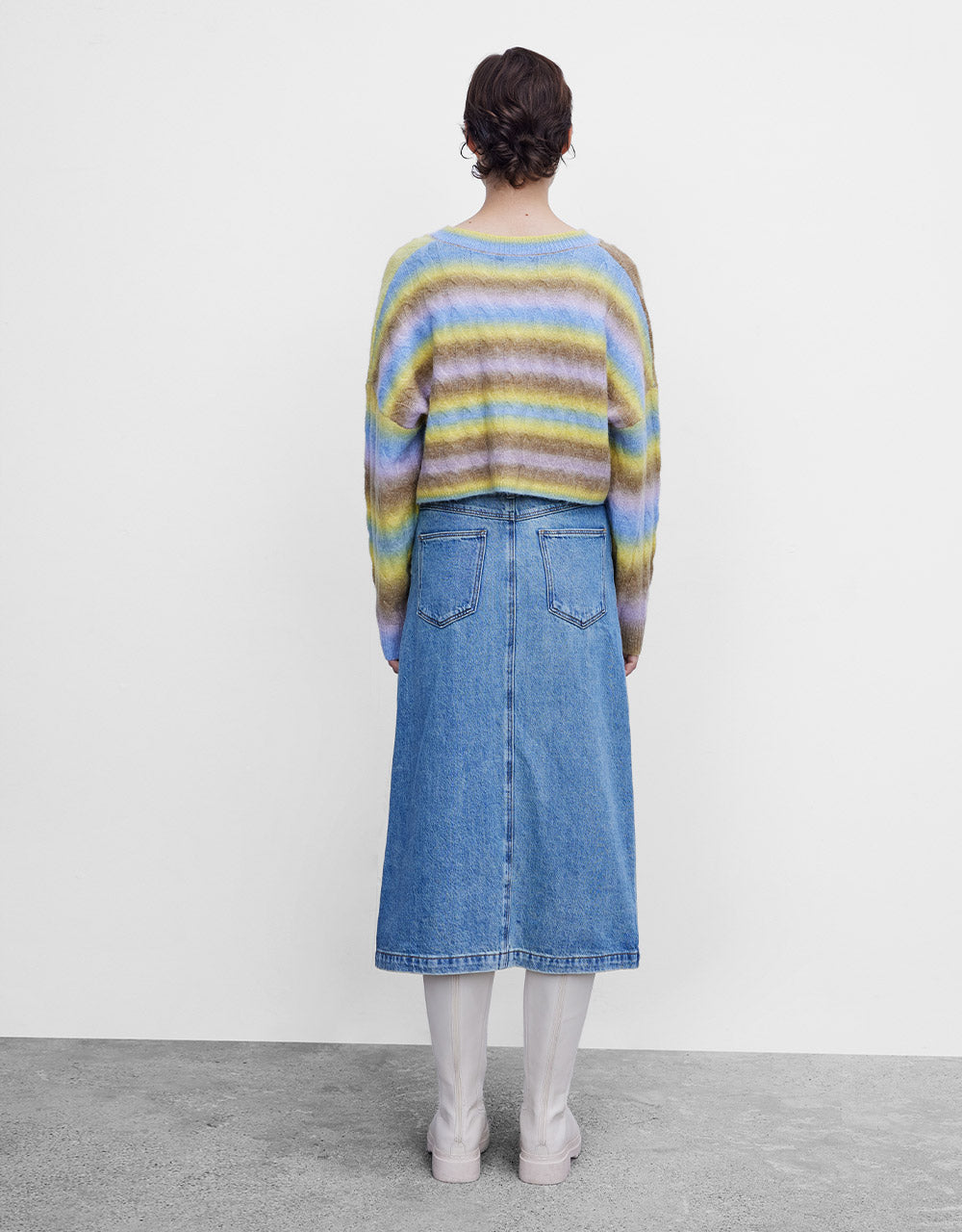 Slit Hem Denim Skirt
