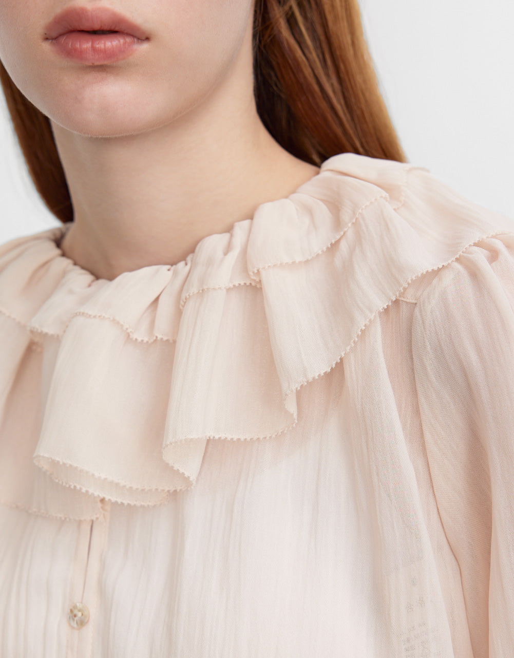 Ruffle Lapel Chiffon Shirt