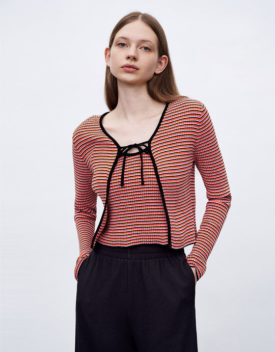 Combination Tie Front Cardigan