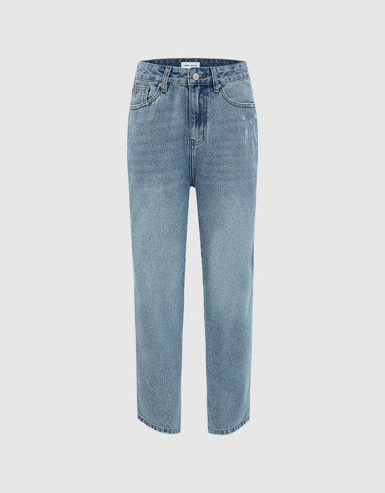 Asymmetrical Hem Mom Jeans