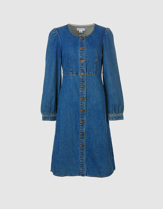 Button Up Denim Midi Dress