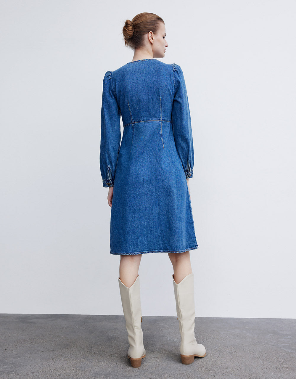 Button Up Denim Midi Dress