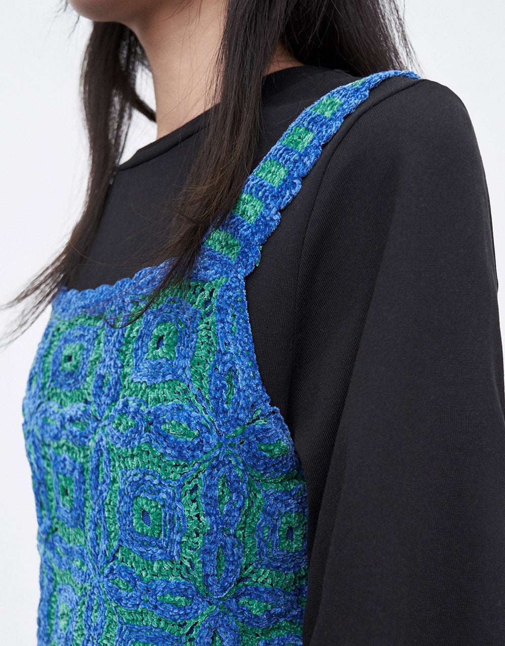 Colorblock Crochet Cropped Top