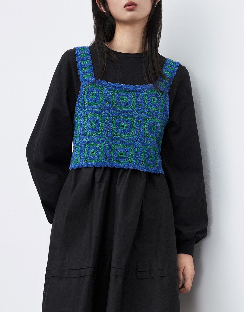 Colorblock Crochet Cropped Top