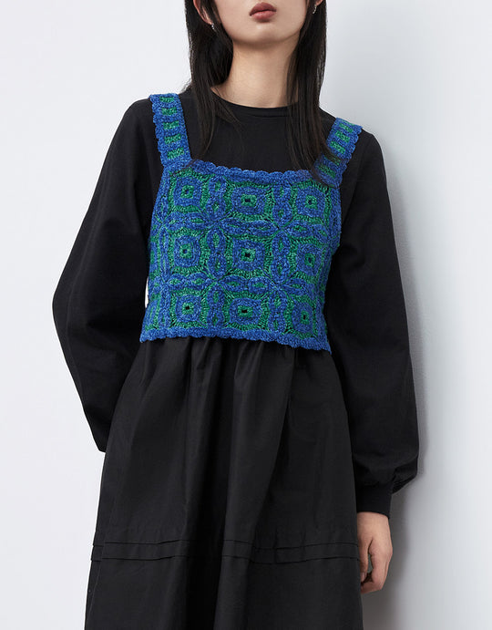 Colorblock Crochet Cropped Top