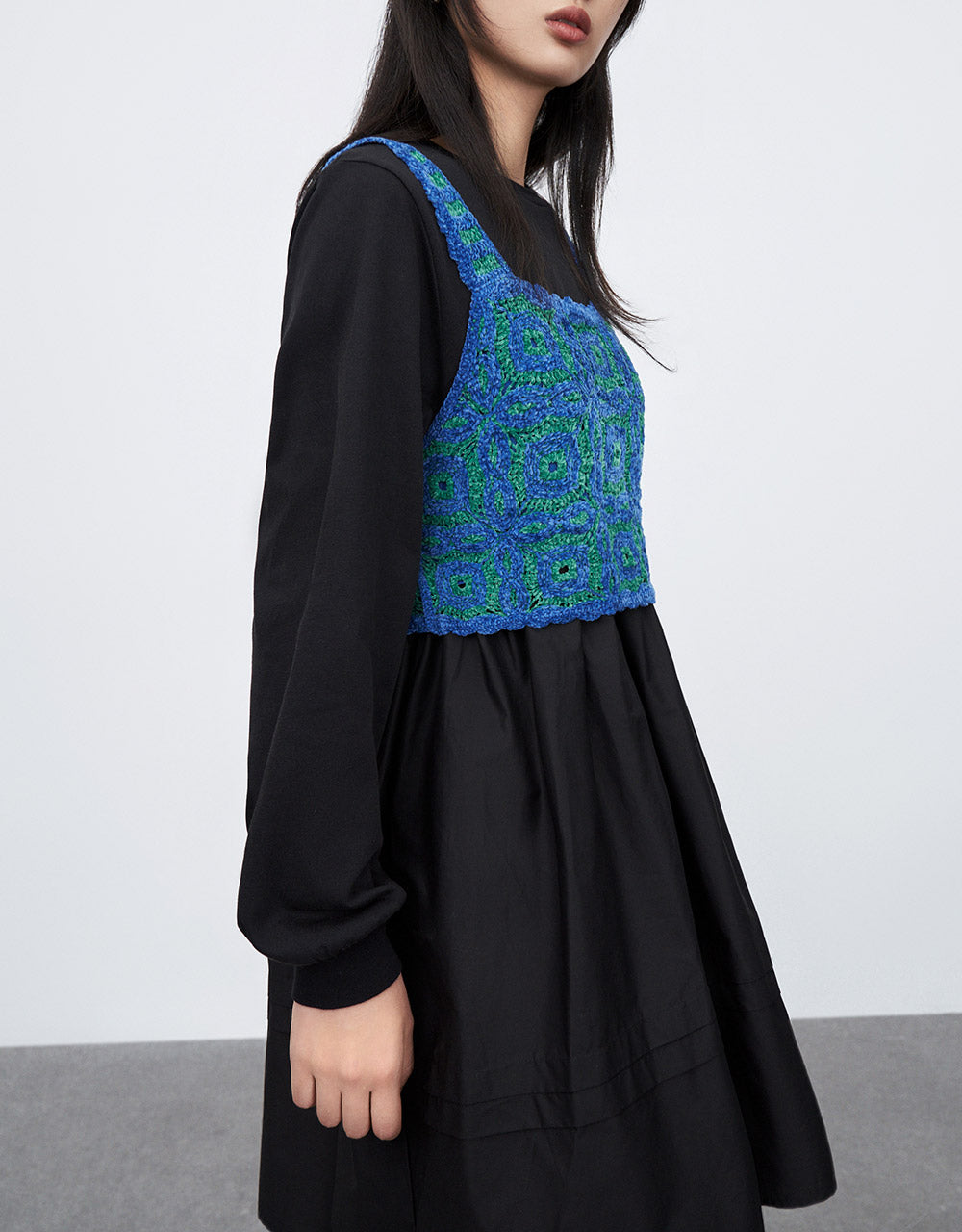 Colorblock Crochet Cropped Top