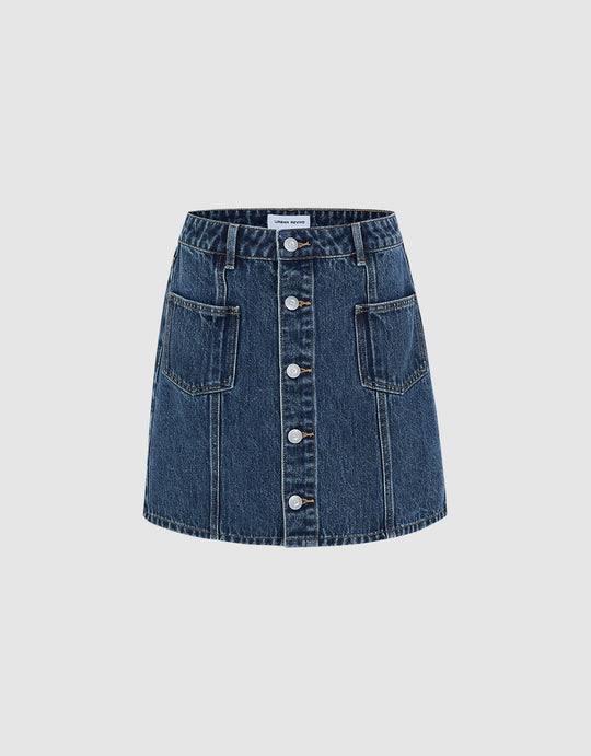 Button Up Denim Skirt