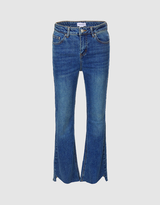 Asymmetrical Hem Flare Jeans