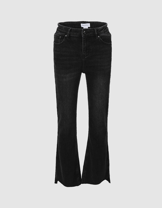 Raw Hem Flare Jeans
