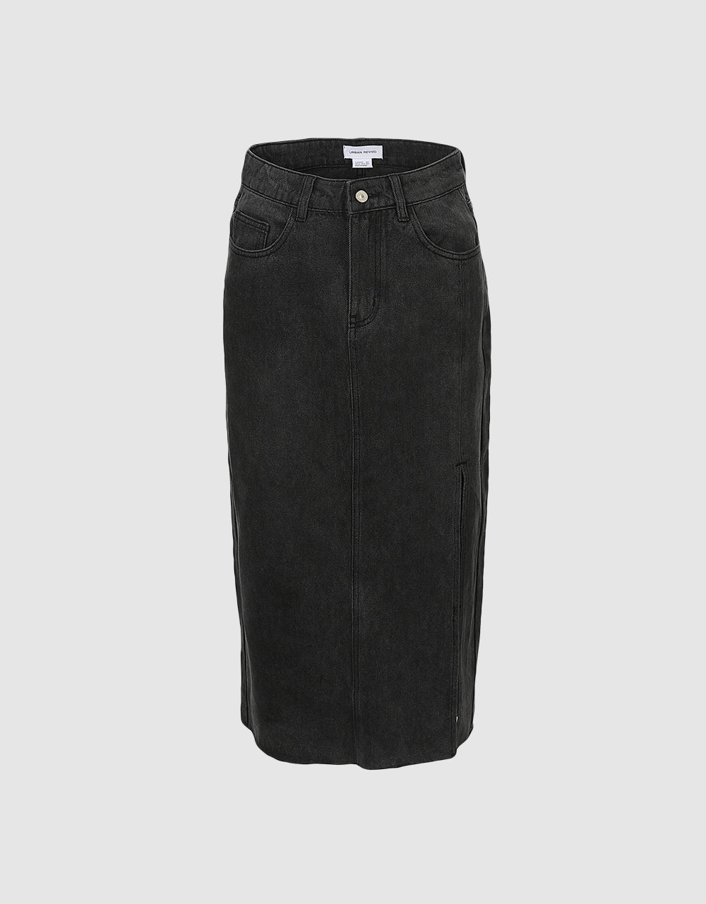 Slit Raw Hem Denim Skirt