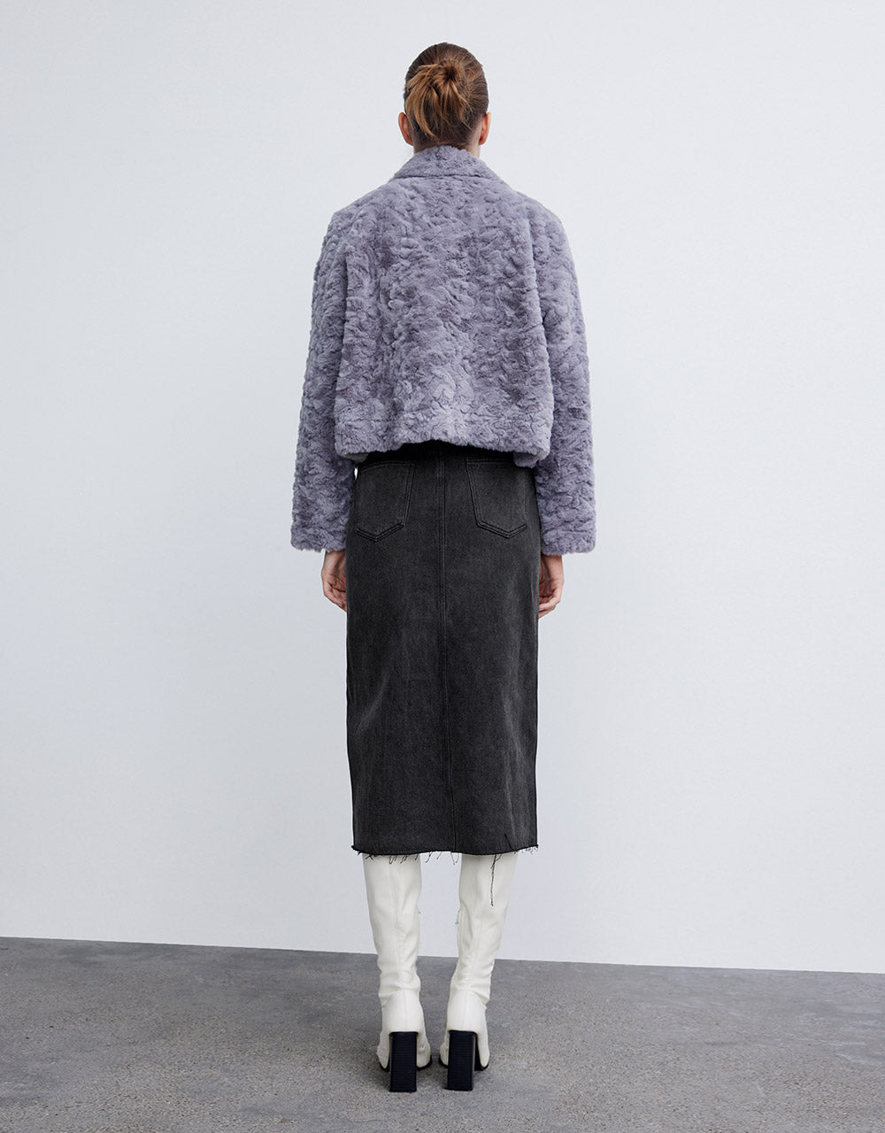 Slit Raw Hem Denim Skirt