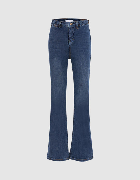Mid Waist Flare Jeans