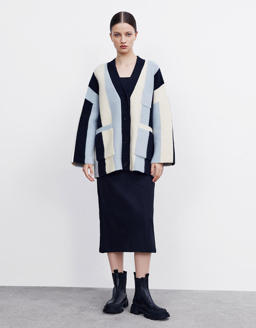 Elastic Waist Midi Skirt