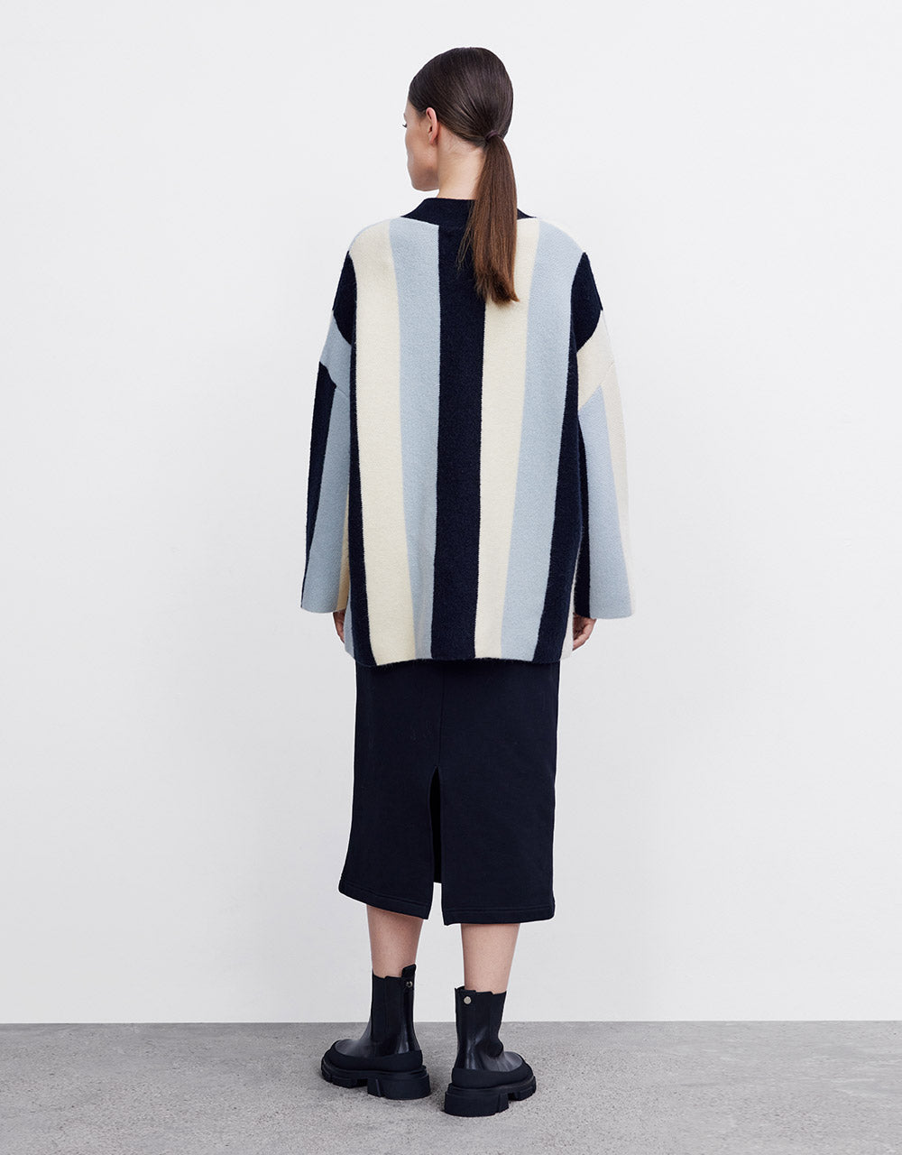 Elastic Waist Midi Skirt