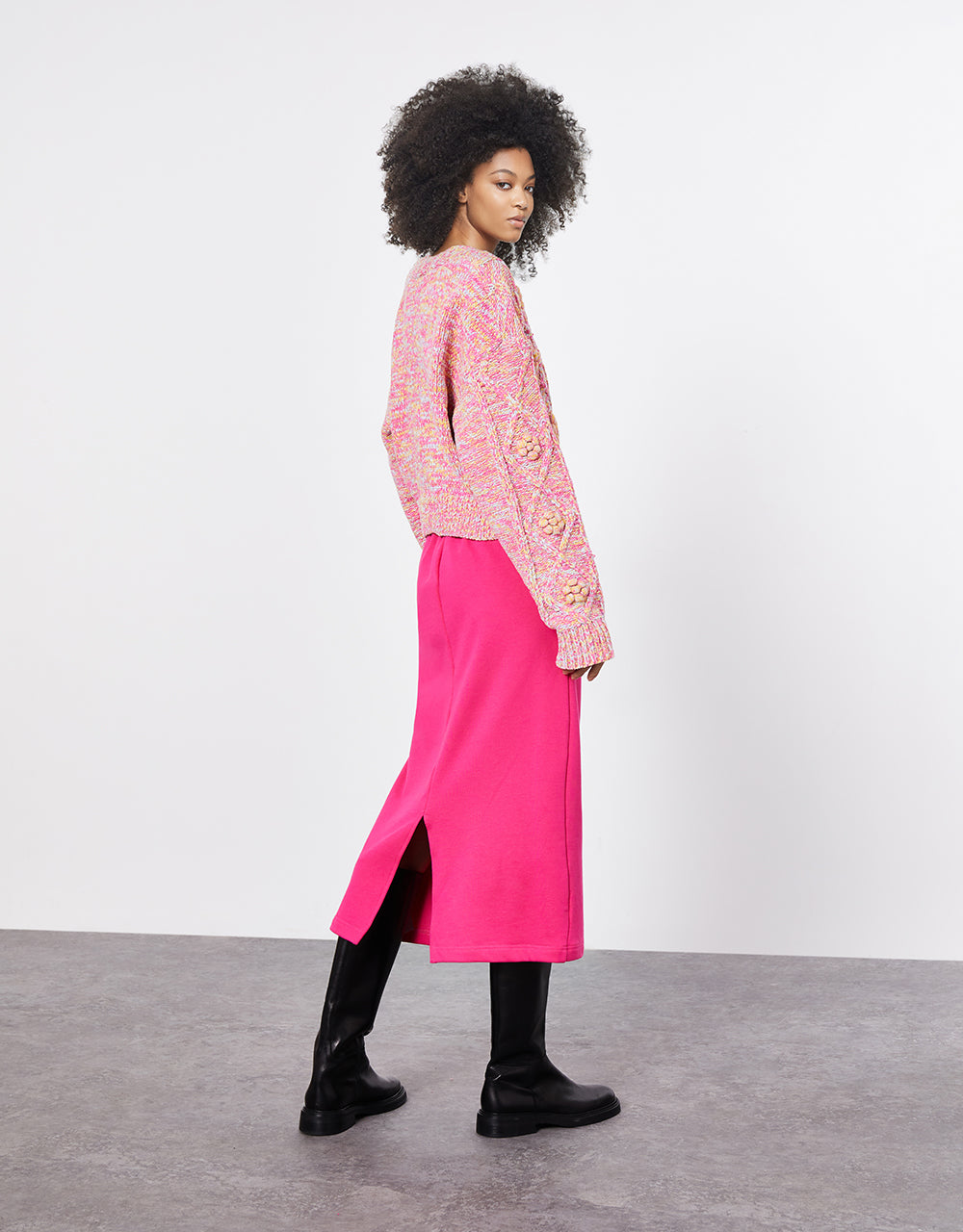 Elastic Waist Midi Skirt