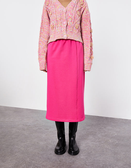 Elastic Waist Midi Skirt