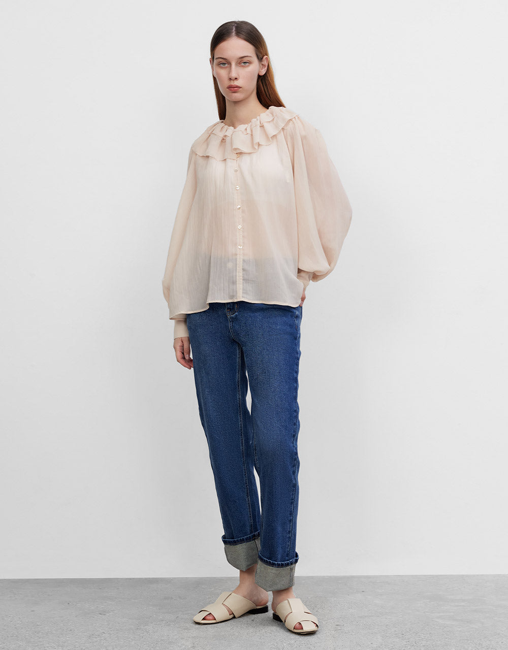 Roll Up Hem Straight Jeans