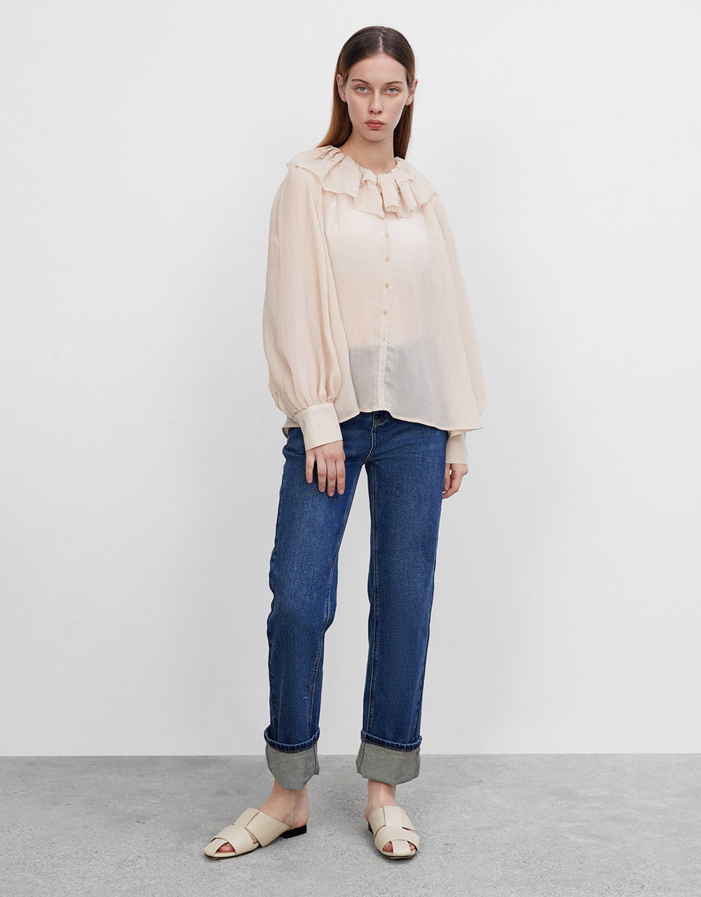 Roll Up Hem Straight Jeans